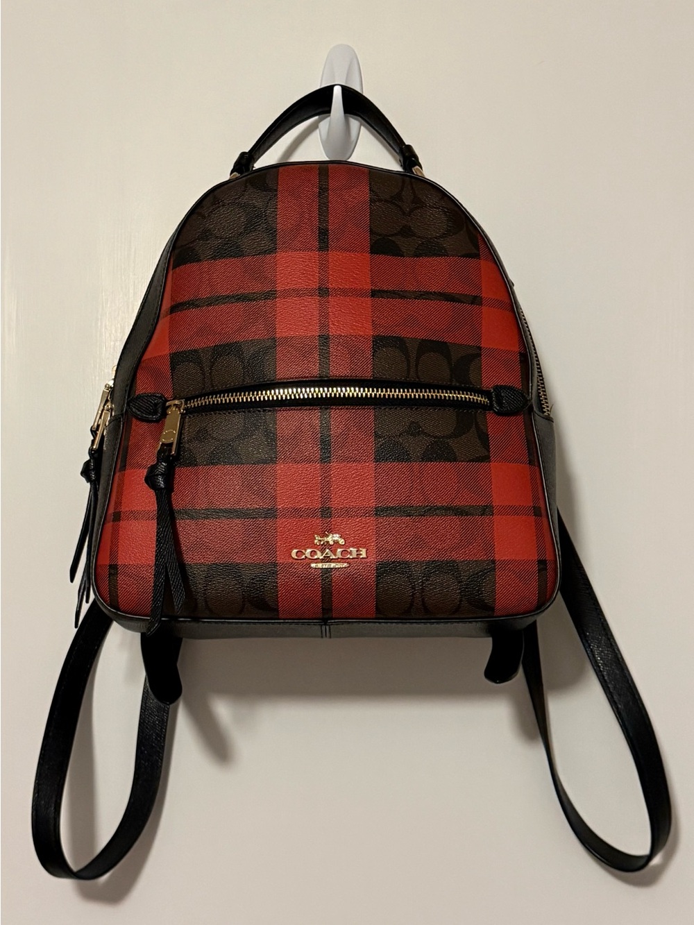 Coach Jordyn Backpack Red and black Plaid